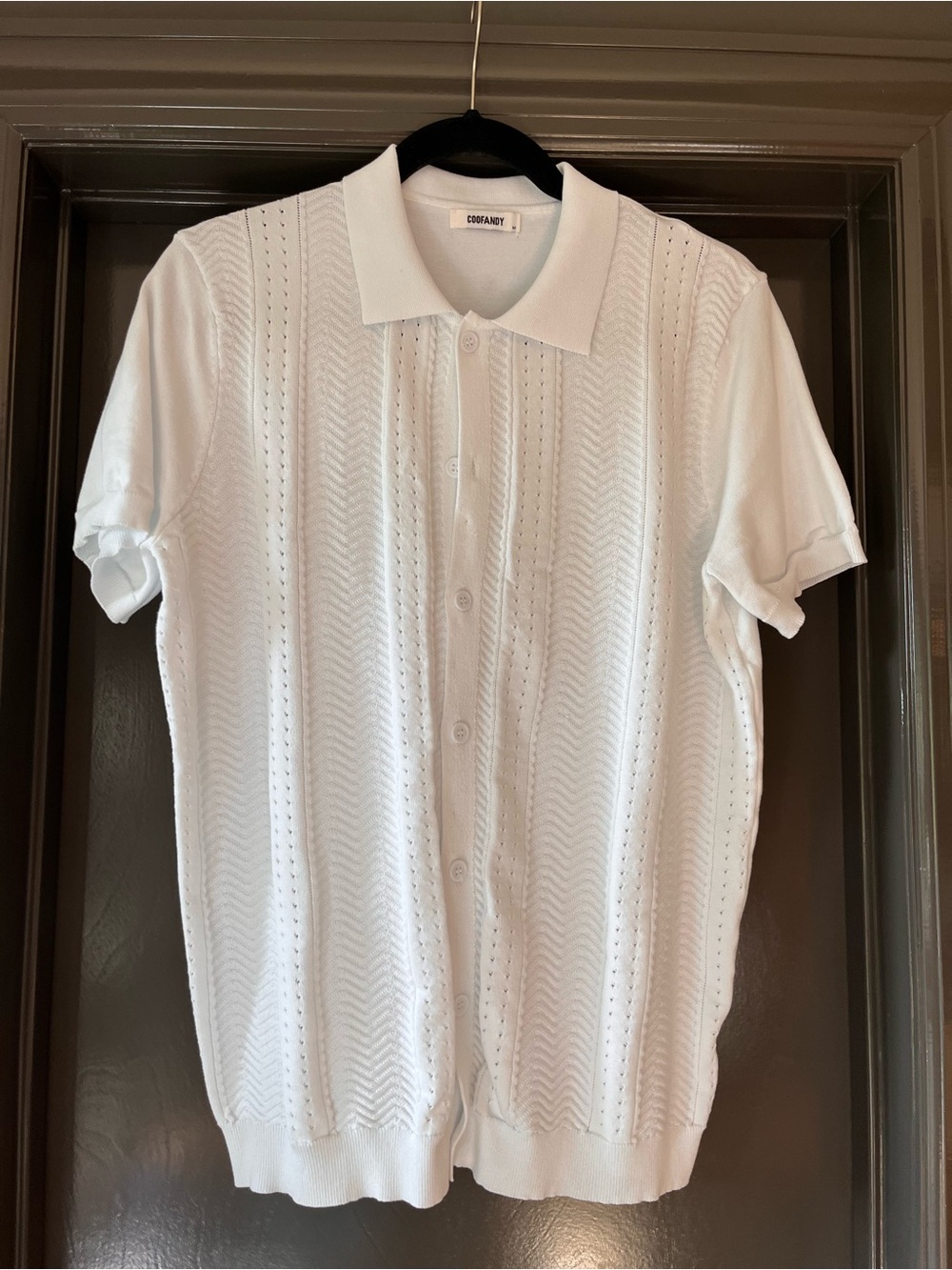 White Short-Sleeve Button Knit Polo